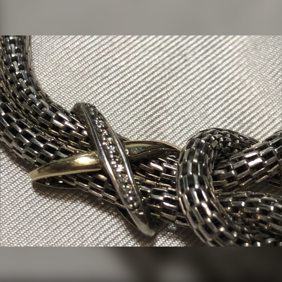 Love Knot Mesh Link Bracelet N925/14k w/ Diamonds - Picture 2 of 8